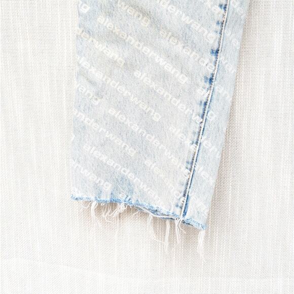 Alexander Wang Blue & White Logo Print Jogger Disstressed Cropped Jeans, size S - Picture 6 of 10